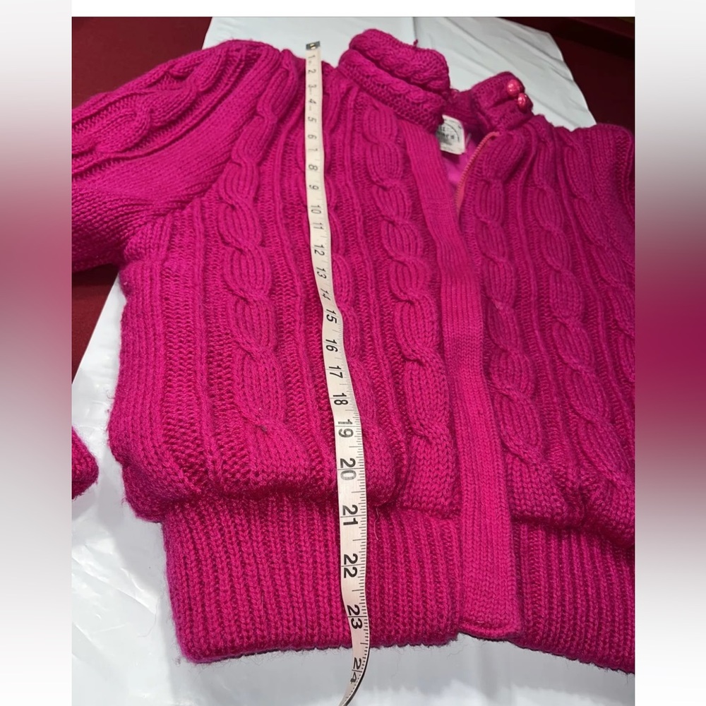 Barbie sweater jacket Chill chasers HOT PINK knit puff sleeves Zip up QUILTED M - Picture 3 of 14